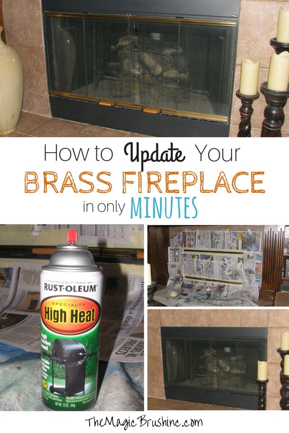 Pin it: fireplace update painting brass