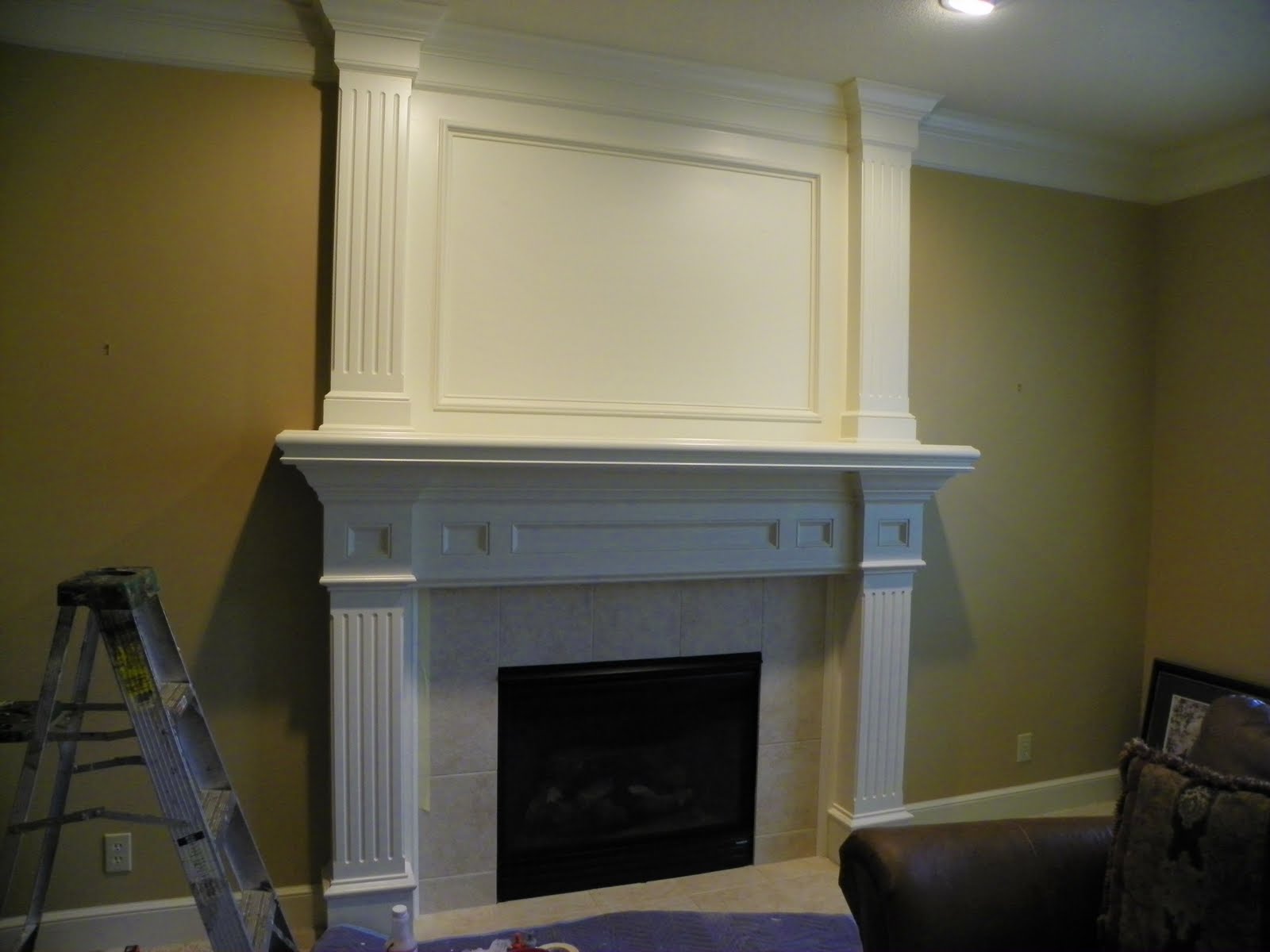 Glaze that boring white fireplace into a cream fireplace! Magic Brush