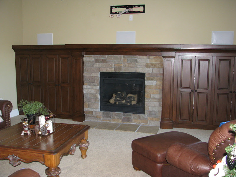 Faux wood fireplace