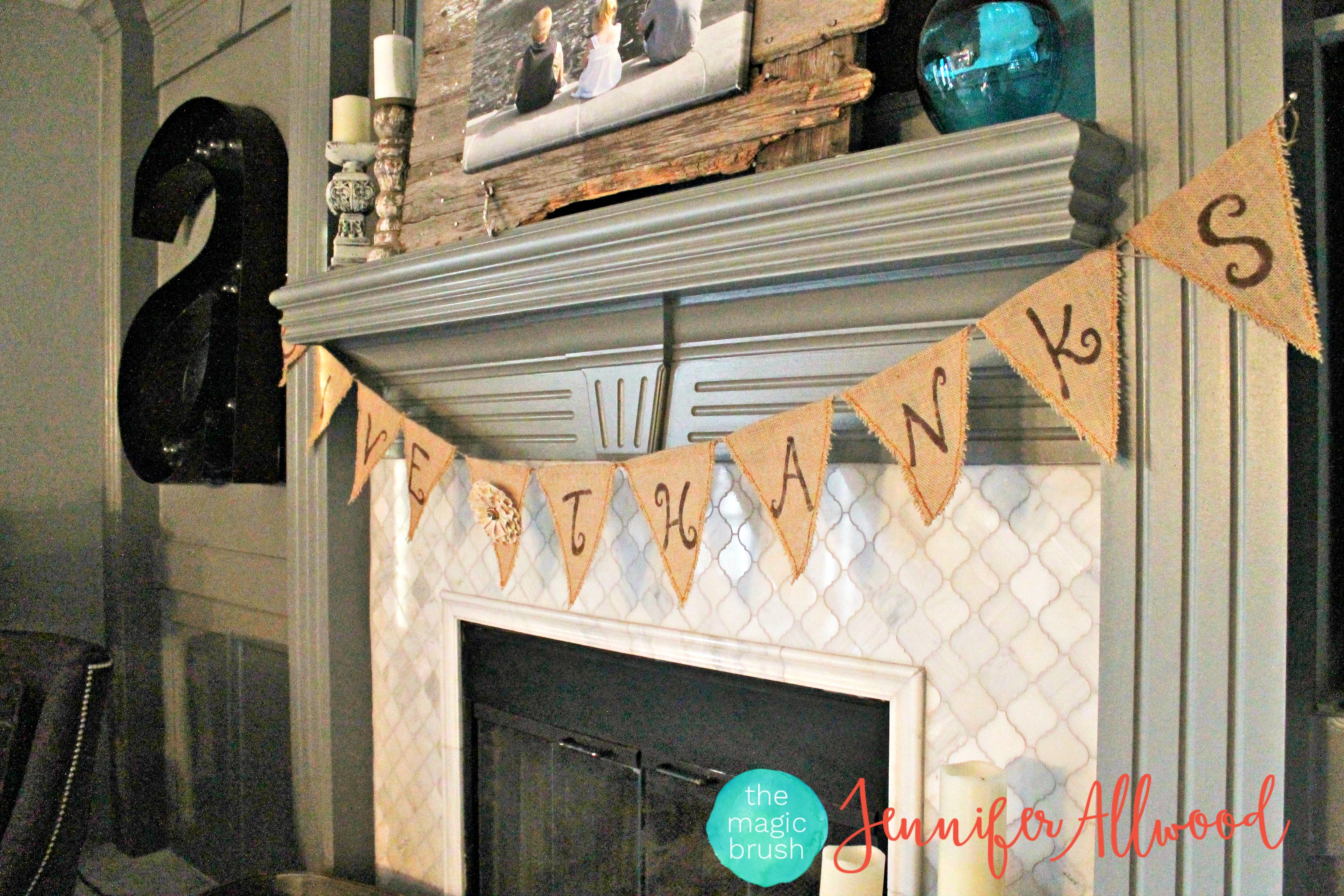 Give Thanks Burlap Banner