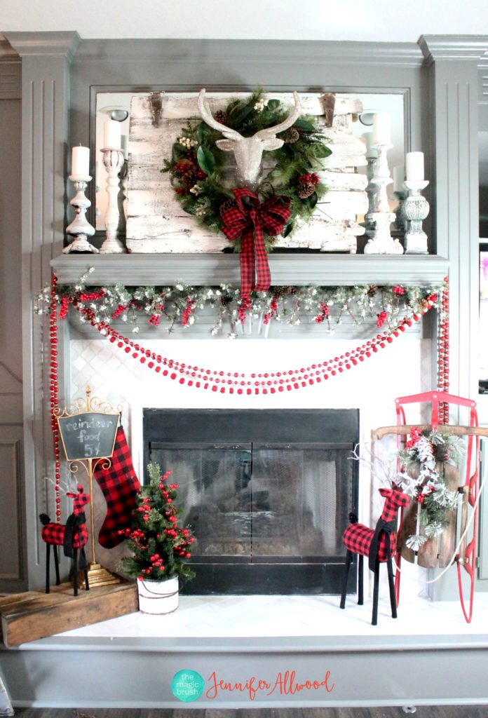 Christmas Mantel Decorating Ideas with Plaid & Glitter | Magic Brush