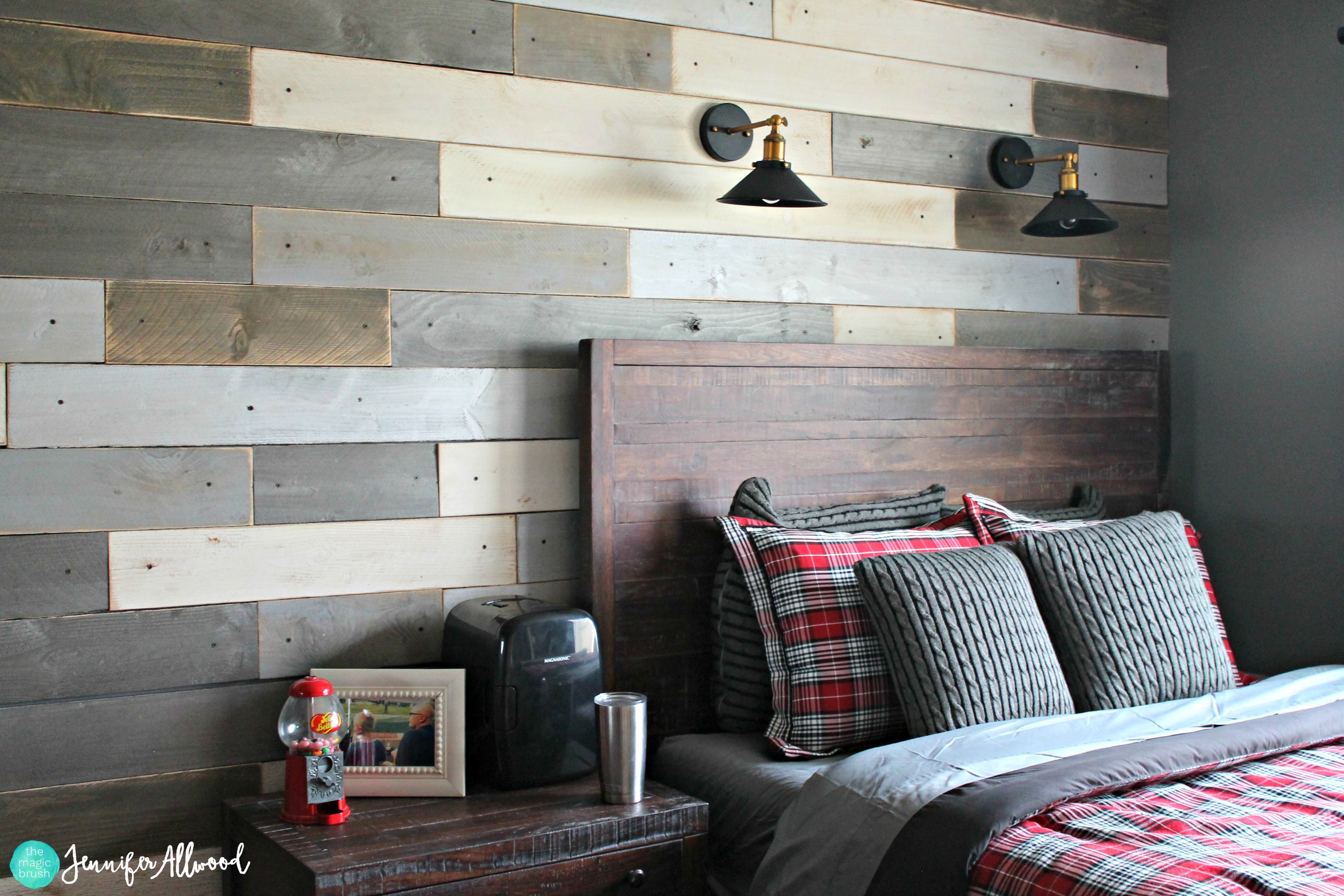 A wood plank wall for our teen boy
