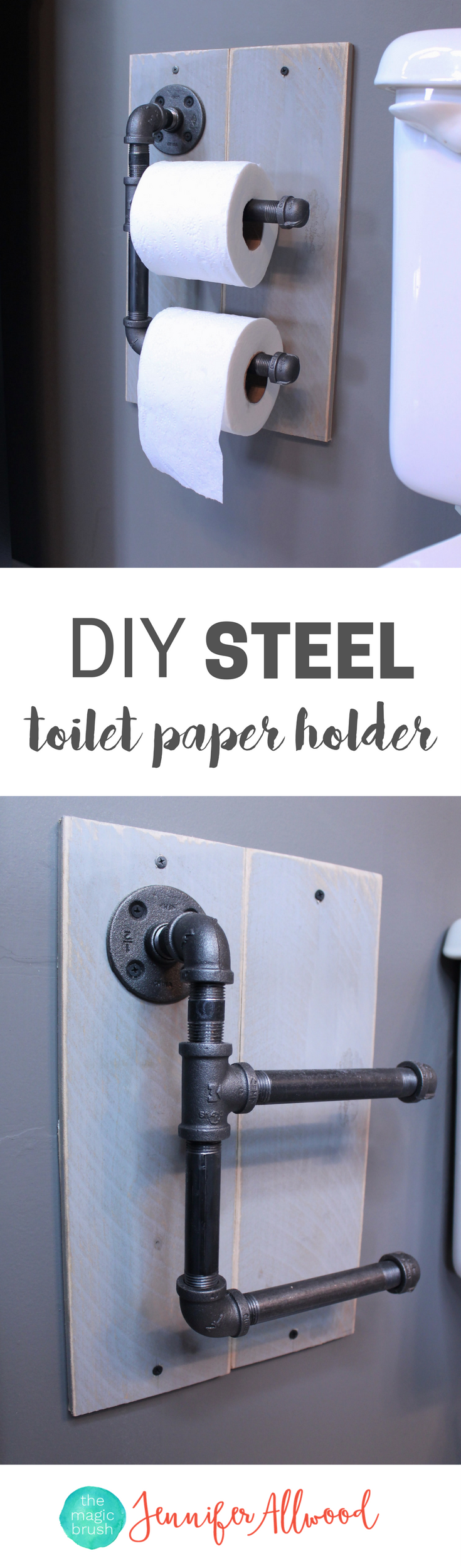 DIY Industrial Toilet Paper Holder for a boys bathroom | Magic Brush