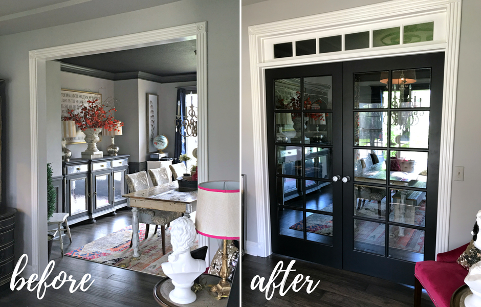 Painted Black French Doors Before and After