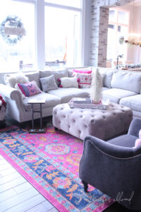 colorful living room rug by jennifer allwood