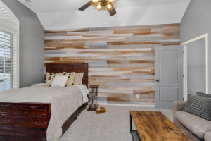 rustic wood wall in teenage sons bedroom by jennifer allwood