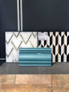Two different tile options for a bright, bold kitchen
